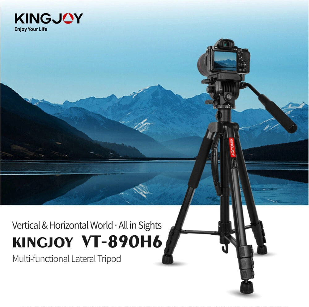 Kingjoy vt 890h6 horizontal center column stand professional aluminum tripod monopod for digital video dslr camera tripod(12)