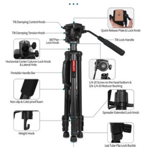 Kingjoy vt 890h6 horizontal center column stand professional aluminum tripod monopod for digital video dslr camera tripod(14)