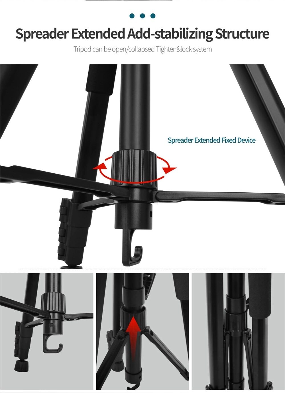 Kingjoy vt 890h6 horizontal center column stand professional aluminum tripod monopod for digital video dslr camera tripod(19)