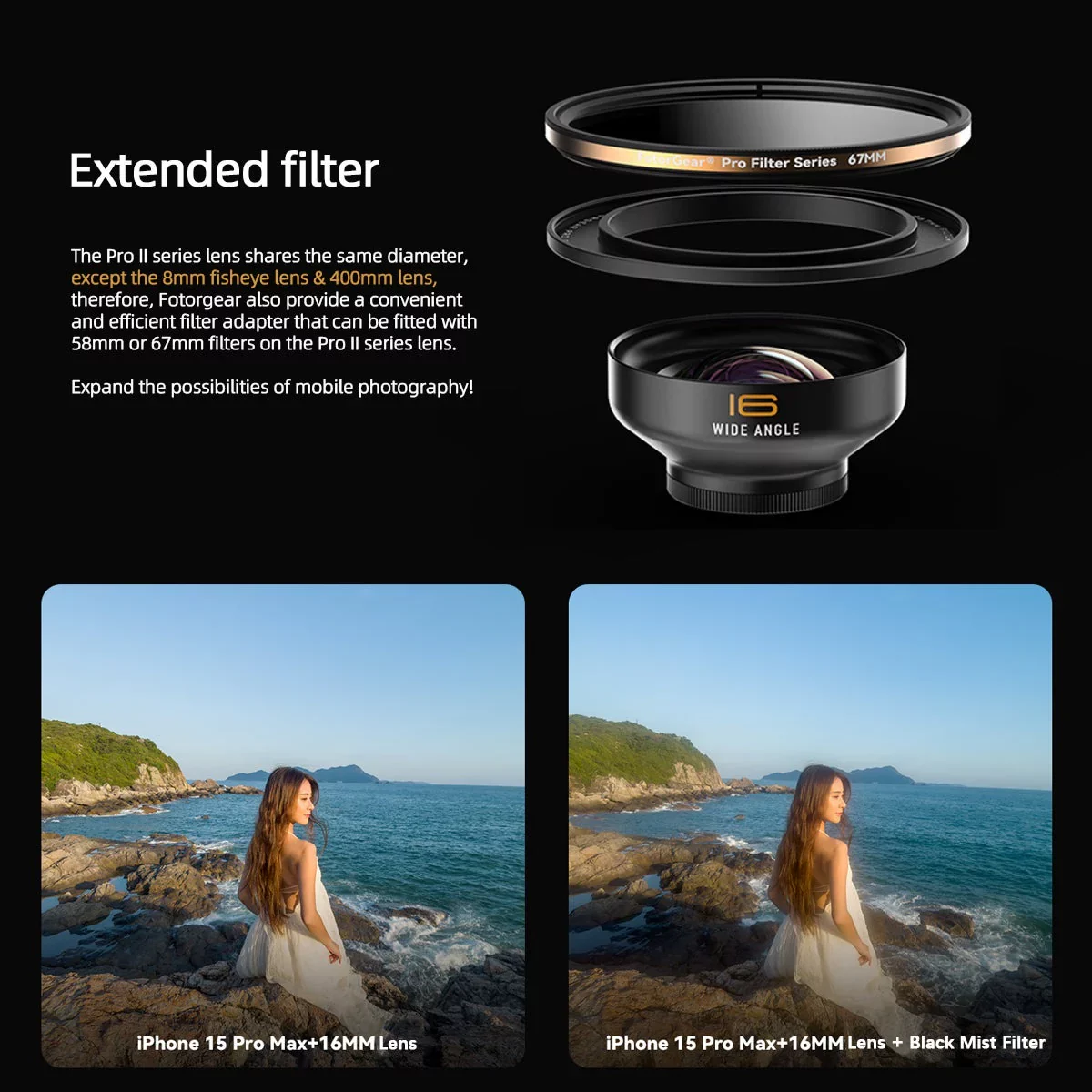 Fotorgear filter adapter on additional phone lens 1131539453