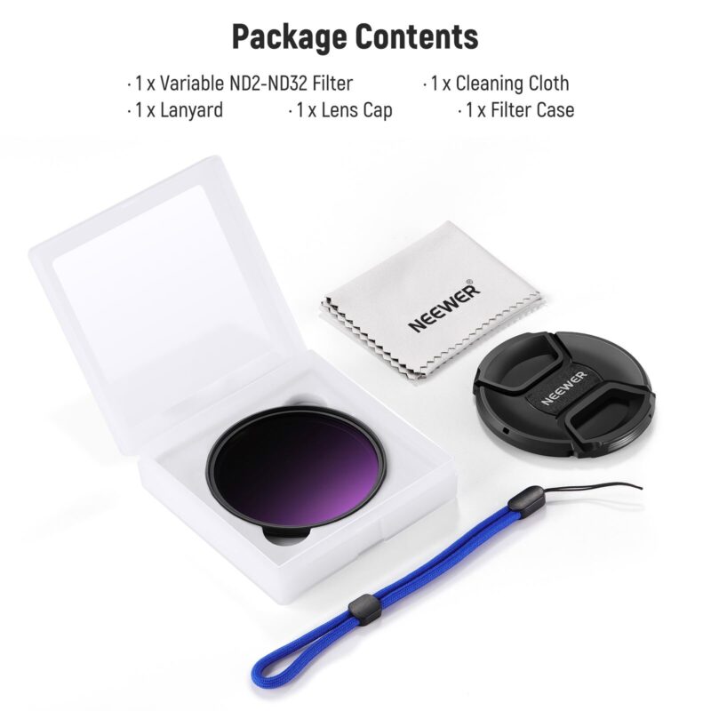 Neewer nd2 32 (1 5 stops) variable nd filter with lens cap 9ฟิลเตอร์ ฟิลเตอร์กล้อง