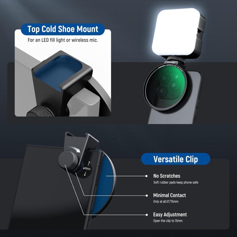Neewer 67mm magnetic cpl filter with cold shoe phone clip ฟิลเตอร์แม่เหล็ก ฟิลเตอร์กล้อง 6