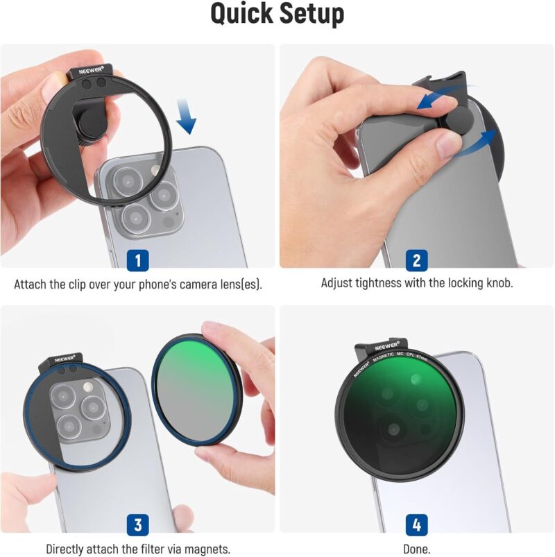 Neewer 67mm magnetic cpl filter with cold shoe phone clip ฟิลเตอร์แม่เหล็ก ฟิลเตอร์กล้อง 8