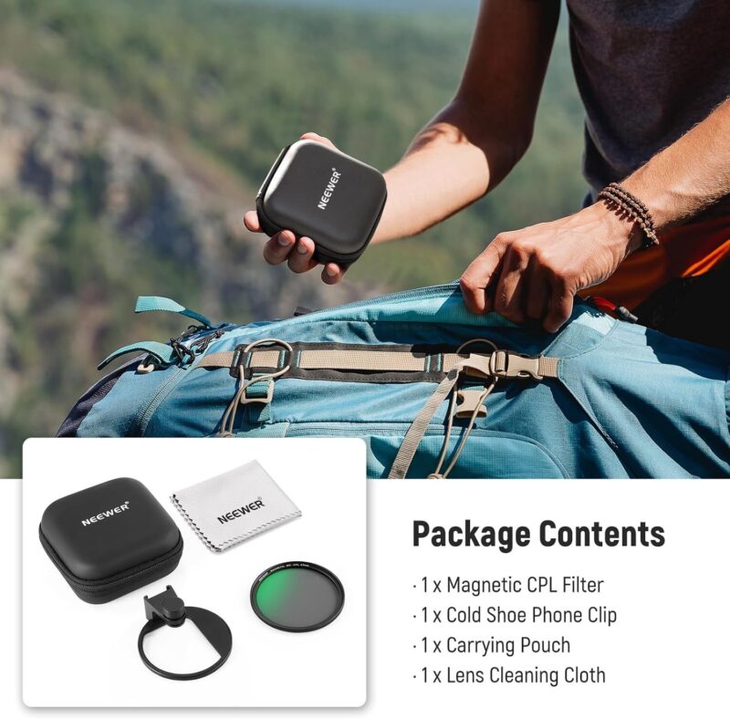 Neewer 67mm magnetic cpl filter with cold shoe phone clip ฟิลเตอร์แม่เหล็ก ฟิลเตอร์กล้อง 9