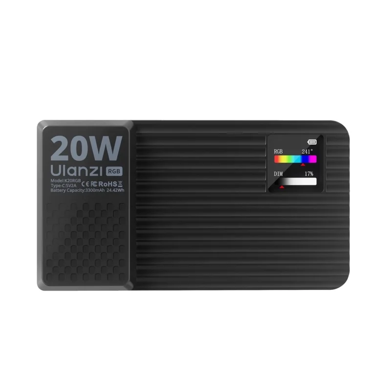 Ulanzi k20rgb 20w pocket led light ไฟ led พกพาระดับมืออาชีพ 20w ระบบ rgb เต็มสเปกตรัม พร้อมจอ lcd สี