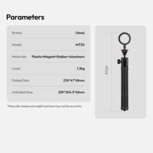 Ulanzi mt30 magnetic flexible tripod ขาตั้งกล้อง แม่เหล็ก magsafe ขาปลาหมึก 12