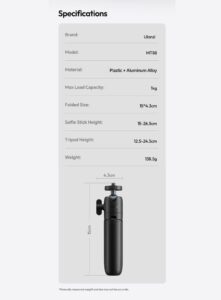 Ulanzi mt88 clipmate tripod ขาตั้งกล้อง ขาตั้ง gopro 3in1 พร้อมสาย velcro สำหรับติด กระเป๋าเป้ ไม้เซลฟี่ (11)