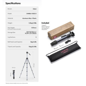 Ulanzi ombra ii video travel tripod ขาตั้งกล้อง ถ่ายวีดีโอ (15)