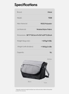 Ulanzi te88 camera shoulder bag กระเป๋ากล้อง สะพายไหล่ กระเป๋าสะพายข้าง ความจุ 15l (12)
