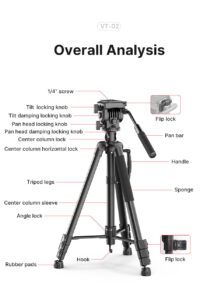 Ulanzi u select vt 02 lightweight portable camera tripod ขาตั้งกล้อง ขาตั้งพกพา 06