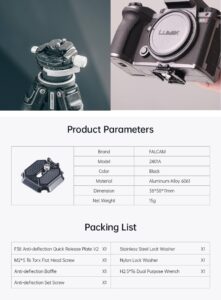 Falcam f38 quick release top plate v2 2401a เพลทติดกล้อง เพลทต่อกล้องระบบปลดเร็ว f38 quick release พร้อมตัวรองกันเคลื่อน (6)