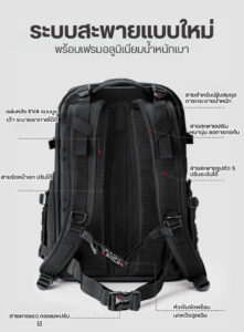 Ulanzi bc007 tactical camera backpack 28l กระเป๋าเป้ กระเป๋ากล้อง แทคติคอล ความจุ 28 ลิตร สำหรับช่างภาพมืออาชีพ 5