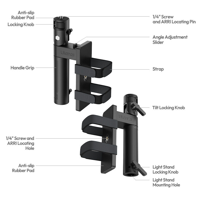 Ulanzi la06 light handle grip with power mount ด้ามจับไฟ led พร้อมฐานใส่พาวเวอร์แบงค์ แบตสำรอง อเนกประสงค์ 14