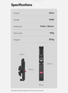 Ulanzi ma89 phone holder mount with clamp ขาตั้งมือถือ ที่วางโทรศัพท์แบบหนีบ ไม้เซลฟี่ 3in1 (11)