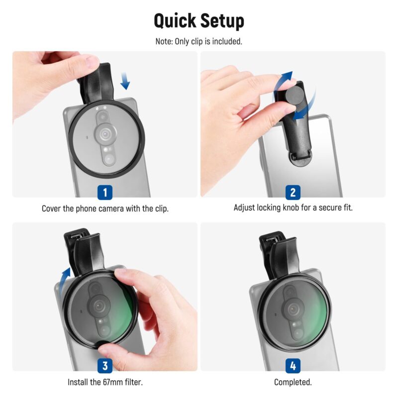 Neewer la008 67mm phone filter clamp คลิปยึดฟิลเตอร์ 67mm สำหรับสมาร์ทโฟน รองรับ iphone และ android 6