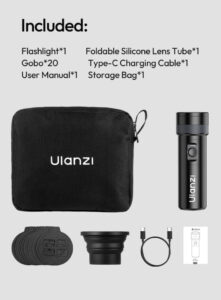 Ulanzi lm01 photography flashlight ไฟแฟลชไลท์ ไฟฉายถ่ายภาพระดับมืออาชีพ 10w พร้อม gobo 20 แบบ และแสง rgb 4 โทน (14)