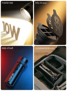 Ulanzi lm01 photography flashlight ไฟแฟลชไลท์ ไฟฉายถ่ายภาพระดับมืออาชีพ 10w พร้อม gobo 20 แบบ และแสง rgb 4 โทน (2)