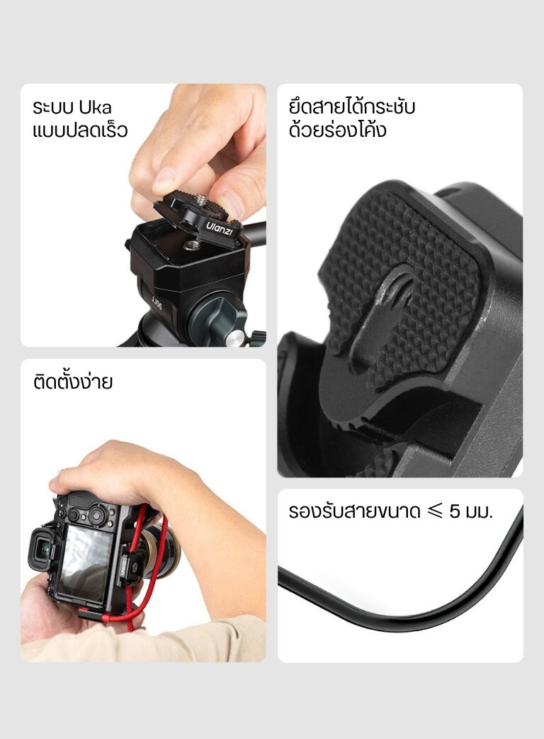 Ulanzi uka10 cable clamp quick release plate เพลทปลดเร็ว พร้อมระบบจัดการสายเคเบิล ขาตั้งกล้อง (2)